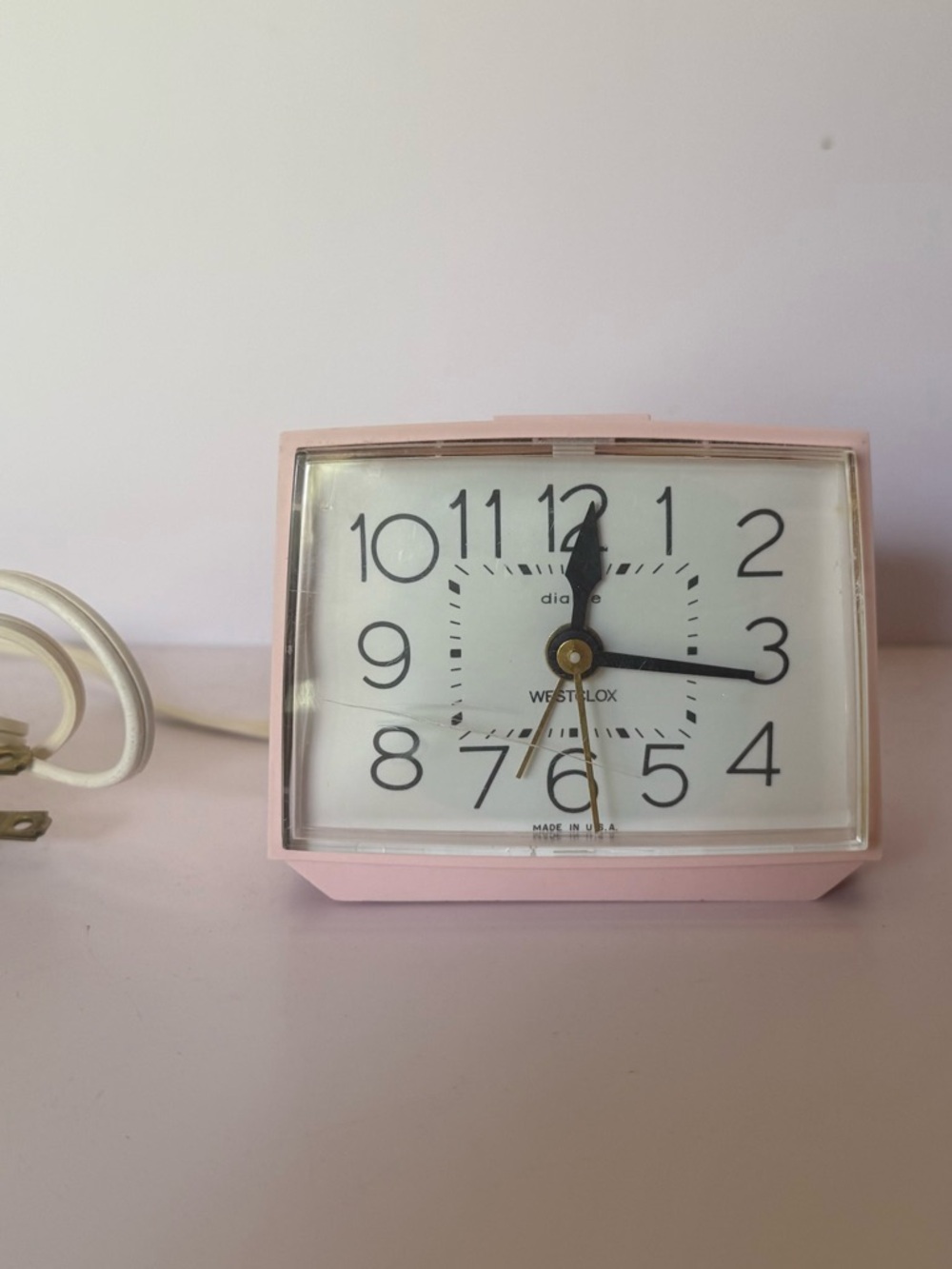 Vintage Pink Dialite/Drowse Westclox Retro Table Clock Model 22284 MCM